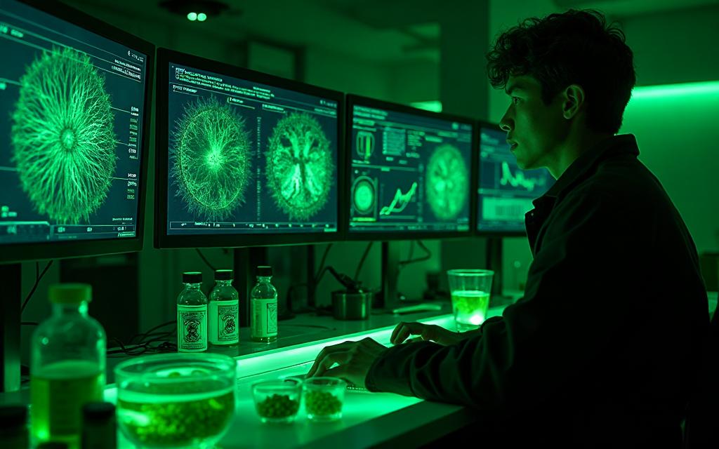 Profesionální biohackerské pracoviště s pokročilým monitorovacím zařízením