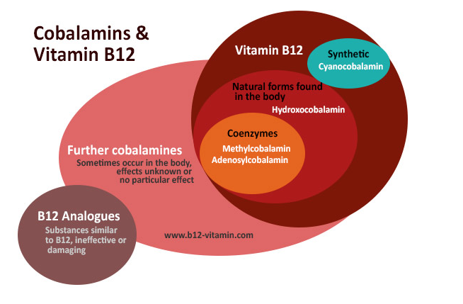 Kobalamíny a diagram vitaminu B12